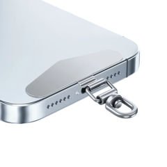 Microcase  360 Döner Başlıklı Telefon  İp Askılıklar için Paslanmaz Çelik   Tutacak Bağlantı Parçası-AL4927 Gümüş