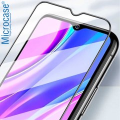 Microcase Samsung Galaxy M23 Tam Kaplayan Kavisli Tempered Cam - Siyah