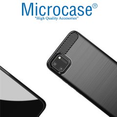 Realme C11 Brushed Carbon Fiber Silikon Kılıf - Siyah