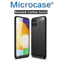 Microcase Samsung Galaxy M32 Brushed Carbon Fiber Silikon Kılıf - Siyah