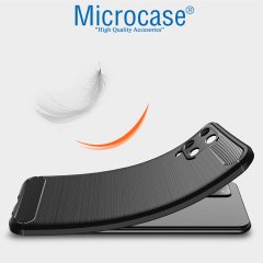 Microcase Samsung Galaxy M32 Brushed Carbon Fiber Silikon Kılıf - Siyah