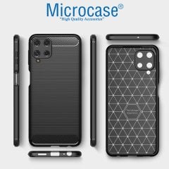 Microcase Samsung Galaxy M32 Brushed Carbon Fiber Silikon Kılıf - Siyah