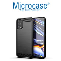 Realme 7 Pro Brushed Carbon Fiber Silikon Kılıf - Siyah