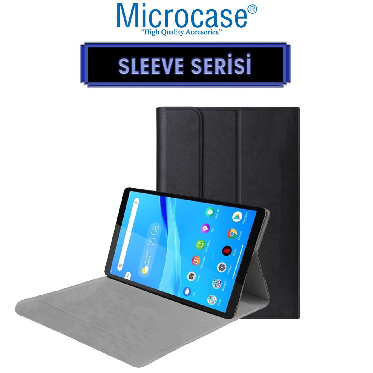 Microcase Lenovo Tab M8 TB-8505F TB-8505X TB-8505 Sleeve Serisi Mıknatıs Kapak Standlı Kılıf - Siyah