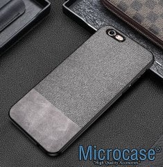 Microcase iPhone SE 2020 Fabrik Serisi Kumaş ve Deri Desen Kılıf - Gri