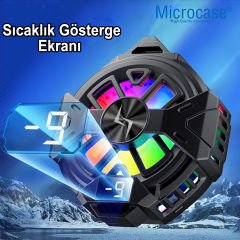 Microcase  P60 USB'den 2in 1  Manyetik Arka-Klipsli Dijital Göstergeli RGB Işıklı  Cep Telefonu Soğutucu Fan - AL4407