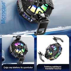 Microcase  P60 USB'den 2in 1  Manyetik Arka-Klipsli Dijital Göstergeli RGB Işıklı  Cep Telefonu Soğutucu Fan - AL4407