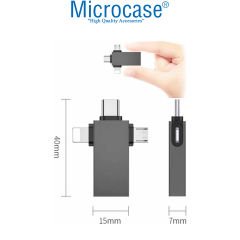 Microcase 3in1 USB 3.0 Hızlı Lightning Type-C ve Micro USB OTG Adaptör - AL3534