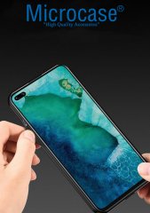 Microcase Huawei P40 Fabrik Serisi Kumaş ve Deri Desen Kılıf - Siyah + Tempered Glass Cam Koruma