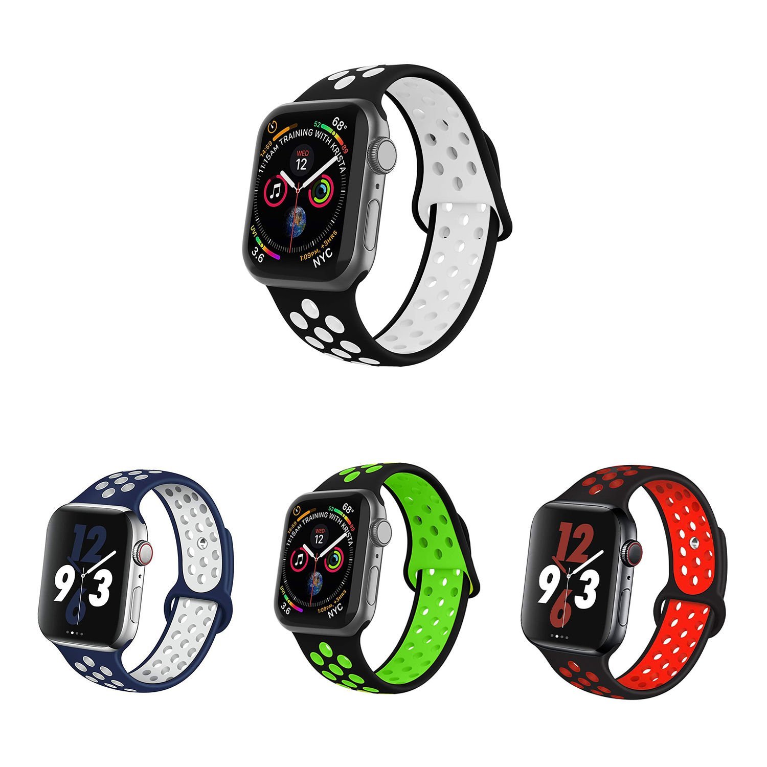 Microcase Apple Watch 8 45 mm için Delikli Silikon Kordon Kayış - KY41