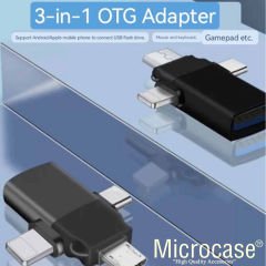 Microcase 3in1 USB 3.0 Hızlı Lightning Type-C ve Micro USB OTG Adaptör - AL3534
