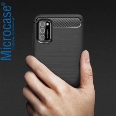 Xiaomi Poco M3 Brushed Carbon Fiber Silikon Kılıf