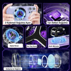 Microcase  S9 USB'den Manyetik  Dijital Göstergeli RGB Işıklı Hızlı  Soğutma  Cep Telefonu Soğutucu Fan  - AL4408
