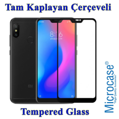 Redmi 6 Pro Tam Kaplayan Çerçeveli Tempered Ekran Koruma-SİYAH