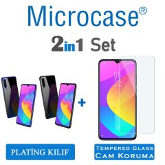 Microcase Xiaomi Mi CC9e - Mi A3 Plating Series Silikon Kılıf + Tempered Glass Cam Koruma (SEÇENEKLİ)