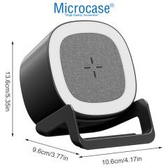 Microcase 4in1 Kablosuz Şarj Bluetooth Hoparlör Telefon Standı  Led lamba 15W -AL4385