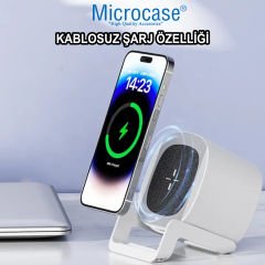 Microcase 4in1 Kablosuz Şarj Bluetooth Hoparlör Telefon Standı  Led lamba 15W -AL4385