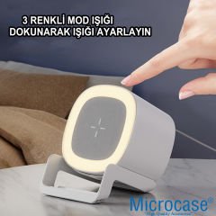 Microcase 4in1 Kablosuz Şarj Bluetooth Hoparlör Telefon Standı  Led lamba 15W -AL4385