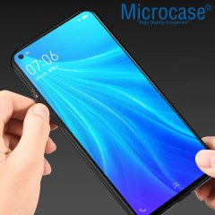 Microcase Huawei P40 Lite Fabrik Serisi Kumaş ve Deri Desen Kılıf - Gri + Tempered Glass Cam Koruma