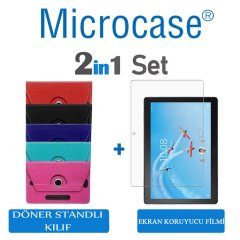 Microcase Lenovo Tab 4 10 Plus TB-X704F 10.1 Universal Döner Standlı Tablet Kılıfı + Ekran Koruma Filmi