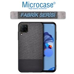 Microcase Huawei P40 Lite Fabrik Serisi Kumaş ve Deri Desen Kılıf - Siyah