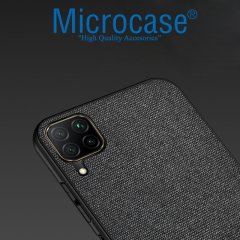 Microcase Huawei P40 Lite Fabrik Serisi Kumaş ve Deri Desen Kılıf - Siyah