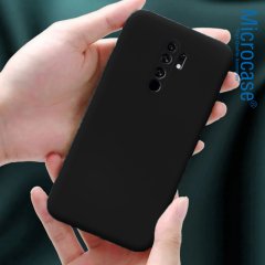 Microcase Xiaomi Redmi 9 Elektrocase Serisi Kamera Korumalı Silikon Kılıf - Siyah + Tempered Glass Koruma