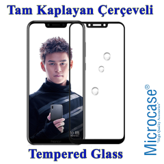 Huawei Honor Play Tam Kaplayan Çerçeveli Tempered Ekran Koruma-Siyah