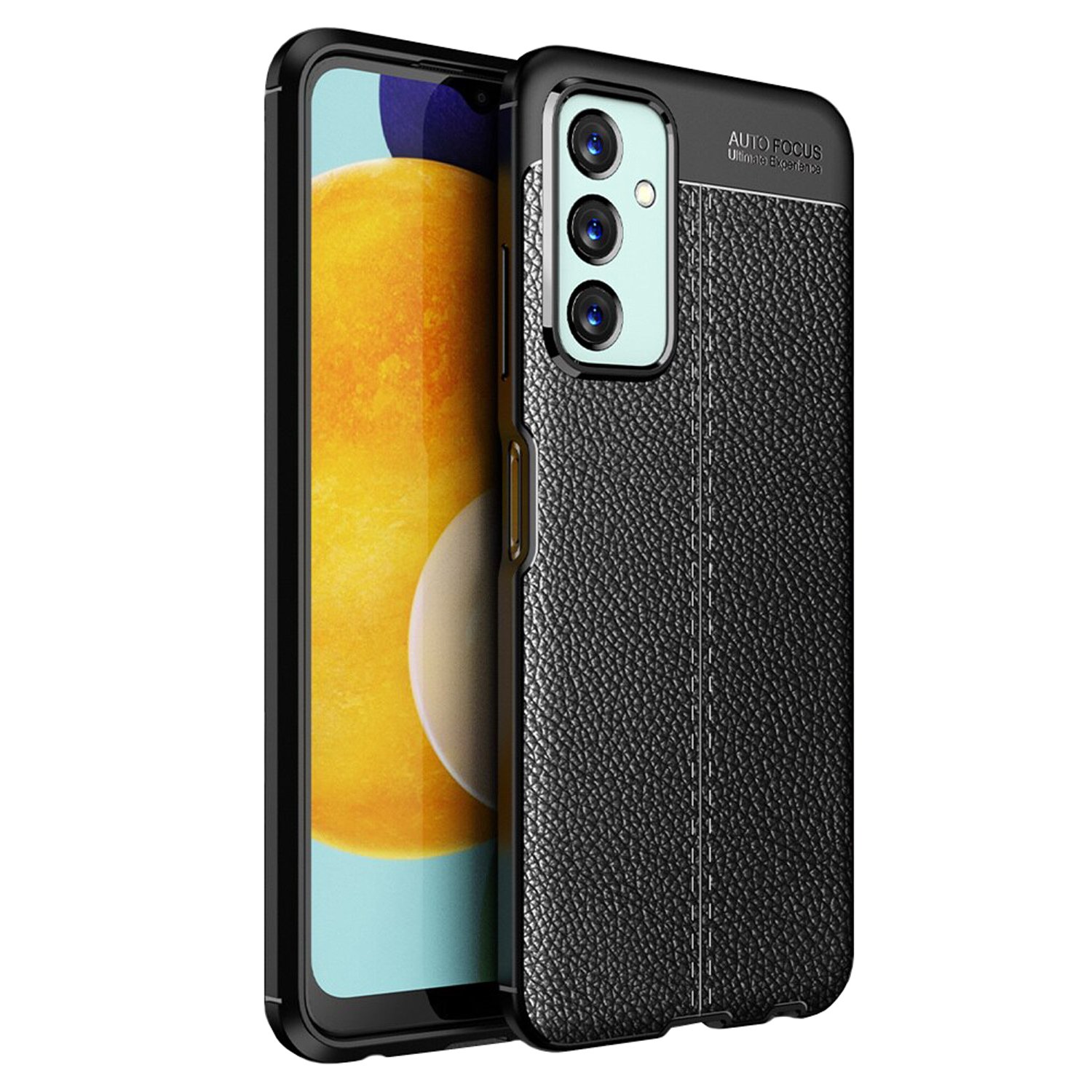 Microcase Samsung Galaxy M23 Leather Serisi Deri Efekt Silikon Kılıf - Siyah