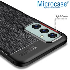 Microcase Samsung Galaxy M23 Leather Serisi Deri Efekt Silikon Kılıf - Siyah