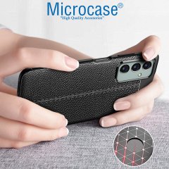 Microcase Samsung Galaxy M23 Leather Serisi Deri Efekt Silikon Kılıf - Siyah