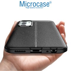 Microcase Samsung Galaxy M23 Leather Serisi Deri Efekt Silikon Kılıf - Siyah