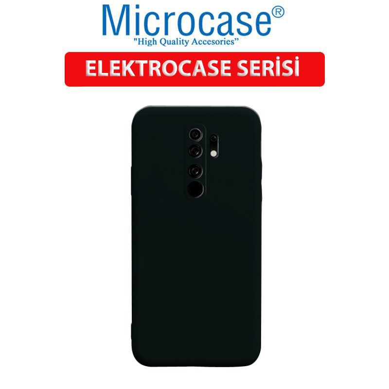 Microcase Xiaomi Redmi 9 Elektrocase Serisi Kamera Korumalı Silikon Kılıf - Siyah