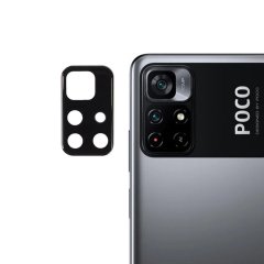Microcase Xiaomi Poco M4 Pro 5G Kamera Camı Lens Koruyucu Kapalı Tasarım - Siyah