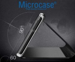 Microcase Huawei P30 Aynalı Kapak Clear View Flip Cover Mirror Kılıf - Siyah