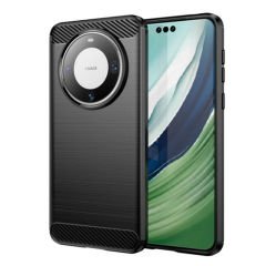 Microcase Huawei Mate 60 Pro Plus için Brushed Carbon Fiber Silikon Kılıf - Siyah AL3332