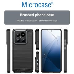 Microcase Xiaomi 14 Global için Brushed Carbon Fiber Silikon Kılıf - Siyah AL3332