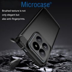 Microcase Xiaomi 14 Global için Brushed Carbon Fiber Silikon Kılıf - Siyah AL3332