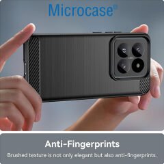 Microcase Xiaomi 14 Global için Brushed Carbon Fiber Silikon Kılıf - Siyah AL3332