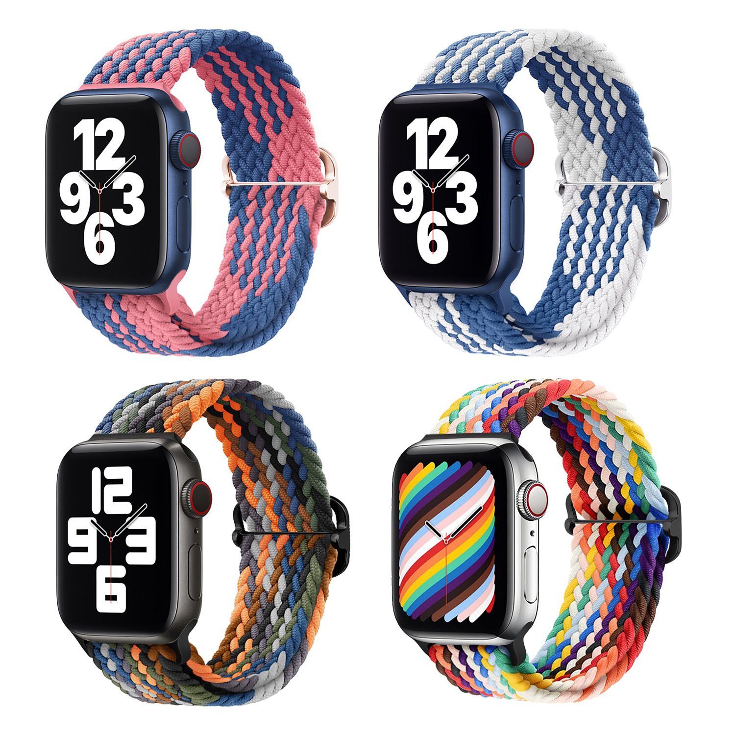 Microcase Apple Watch 8 45 mm için Esnek Örgülü Kumaş Kordon Kayış - KY45-2