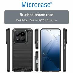 Microcase Xiaomi 14 Pro Global için Brushed Carbon Fiber Silikon Kılıf - Siyah AL3332