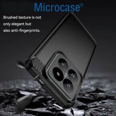 Microcase Xiaomi 14 Pro Global için Brushed Carbon Fiber Silikon Kılıf - Siyah AL3332