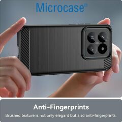 Microcase Xiaomi 14 Pro Global için Brushed Carbon Fiber Silikon Kılıf - Siyah AL3332