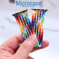 Microcase Apple Watch 8 45 mm için Esnek Örgülü Kumaş Kordon Kayış - KY45-2