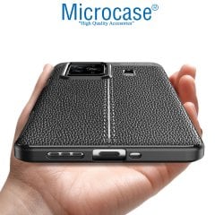 Microcase Xiaomi Black Shark 5 Pro Leather Serisi Deri Efekt Silikon Kılıf - Siyah