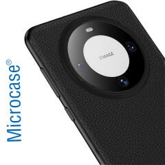 Microcase Huawei Mate 60 Pro Plus Leather Serisi Deri Efekt Silikon Kılıf - Siyah Al3337