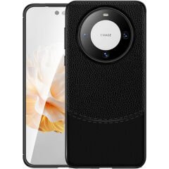 Microcase Huawei Mate 60 Pro Plus Leather Serisi Deri Efekt Silikon Kılıf - Siyah Al3337