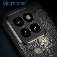 Microcase Xiaomi 14 Pro Global Leather Serisi Deri Efekt Silikon Kılıf - Siyah AL3337