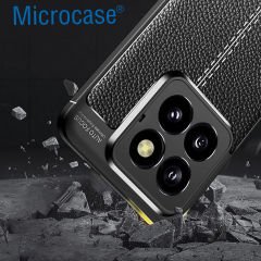 Microcase Xiaomi 14 Pro Global Leather Serisi Deri Efekt Silikon Kılıf - Siyah AL3337