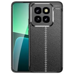 Microcase Xiaomi 14 Pro Global Leather Serisi Deri Efekt Silikon Kılıf - Siyah AL3337